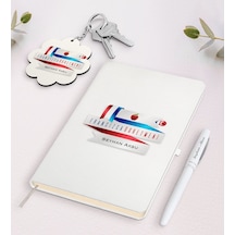 Kişiye Özel Fransızca Öğretmeni Beyaz Defter Kalem Ve Anahtarlık N11.8583