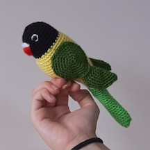 Amigurumi Kuş Oyuncak Muhabbet Kuşu Siyah Yeşil