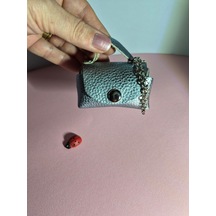 Gogo Charm Çanta Aksesuarı Mini Çanta Hakiki Deri Açık Mavi