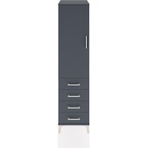 Hyperion Dolap Tek Raflı 4 Çekmeceli Tek Askılı 44x44x182 Antrasit-antrasit Antrasit