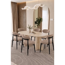 Bohem Traverten Masa Takımı Takımı 6 Kişilik Masa Sandalye Takımı İskandinav Takım Capicino - 906143053 Capicino