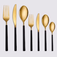 Jumbo 6000 Roller Siyah Titanyum Gold 84 Parça 12 Kişilik Çatal Kaşık Bıçak Seti Siyah Titanyum Gold Altın - Siyah - Titanyum