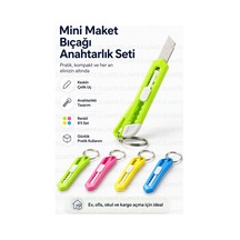 Mini Maket Bıçağı Anahtarlık Çelik Uç Sürgülü Kargo Koli Paket Zarf Açıcı Pratik Kesici Tekli 1 Adet