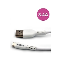 Novka NVK06 Micro & Usb 3.4 A Şarj Ve Data Kablosu 1 M Beyaz