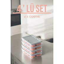 Ny Home 4'lü Set 1200 Ml Freshbox Mikrodalga Ve Difrize Uygun Saklama Kabı Gri