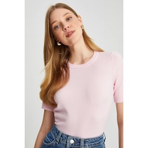 Park Karon 224095 Kadın Bisiklet Yaka Yumuşak Dokulu Viscon Triko Bluz Pembe