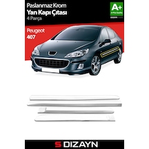 S-Dizayn Peugeot 407 Krom  Yan Kapı Çıtası 4 Prç 2004-2010