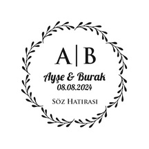 Köşeleri Çıkıntılı Dikdörtgen Mühür Kına Nişan Düğün 3x3 Cm Özel Etiket / 50 Adet Sticker Beyaz