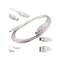 Powermaster 1.5 Metre Şeffaf 2.0 USB Yazıcı Kablosu