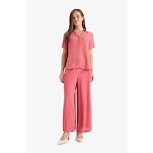Defacto Culotte Geniş Paça Krinkıl Viskon Kapri C9565ax25smbr275 Bordo