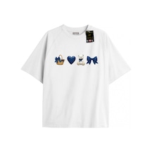 Tarzsokak Beyaz Oversize T-shirt Sepet Ayıcık Kalp Özel Tasarım