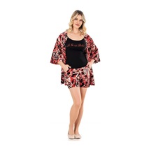Kadın Yazlık İp Askılı Şortlu Sabahlıklı 3lü Takım Modal Pamuk Homewear Dowry 15-17 Siyah
