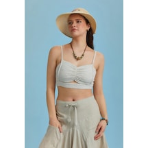 Los Banditos İnce Askılı Cut Out Detay Koton Krem Bralet Naturel