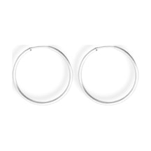 Oya Silver İnce Gümüş Halka Küpe 1.5mm-3x3cm