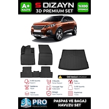 S-dizayn Peugeot 3008 3d Pro Havuzlu Paspas Ve Üst Bagaj Havuzu Seti 2'li Set 2016-2023 A+ Kalite