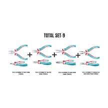 Total Set-9 Elektronikçi Tip Pense 115mm+elektronikçi Tip Yan Keski 115mm+elektronikçi Tip Karga Burun 115mm+elektronikçi Tip Yuvarlak Uçlu Karga Bur