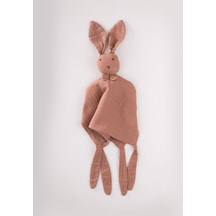 Cigit Tavşan Müslin Uyku Arkadaşı Yıkanmıştır 40x40 Cm Açık Kahve