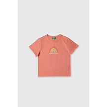 United Colors Of Benetton Kız Çocuk T Shirt K.pudra Bnt-g21814-1376 Pudra
