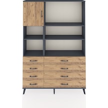 Arges Dolap 7 Raflı 8 Çekmeceli Tek Kapaklı 132x30x195 Antrasit-çam/çam Atlas Çam/atlas Çam