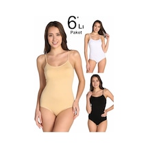 Tutku Kadın Karışık Renk 6'lı Paket İp Askılı Likralı Kancalı Çıtçıtlı Body Elf568t0148ccm6 001