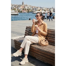Lela Pamuklu Regular Fit Cepli Bayan Gömlek Cf25S16992 Camel