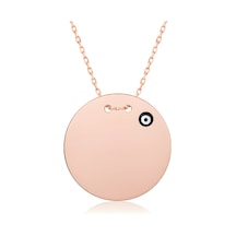 Nazar Boncuklu Plaka Gümüş Kolye - Rose Rose Gold