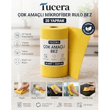Tucera 20'li Rulo Kopar Kullan Mikrofiber Temizlik Bezi - Yıkanabilir Koku Yapmaz Çok Amaçlı 30x27 Cm Sarı