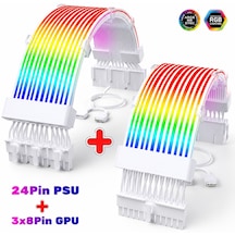 Gametech A-rgb Sleeved Kablo Set Rgb Uzatma Kablo 1x24 Pin Anakart + 3x8 Pin Ekran Kartı