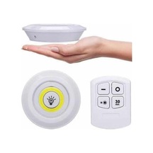 Yapışkanlı 3'lü Spot Led Işık Lamba Montajsız Pilli Uzaktan Kumandalı Altın 82769819