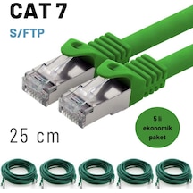 5 Adet 25 Cm Yeşil , Cat7 Kablo S/ftp Ethernet Network Lan Ağ Kablosu