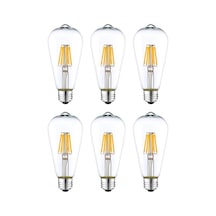 St64 Flamanlı 4w Rustik Led Ampul Beyaz Işık 6'lı Paket