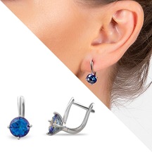 Tesbihane Mistik Topaz Taşlı Oval Tasarım 925 Ayar Gümüş Küpe