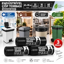 Endüstriyel Büyük Boy Çöp Torbası 65x80 Cm, Her Ruloda 10 Adet, Siyah-3rulo