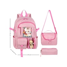 Waddell Kore Kawaii Tarzı Okul Sırt Çantası, Termal Beslenme Çantası Ve Kalemlik Pembe 26700