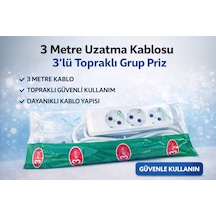3 Metre Uzatma Kablosu 3 Lü Topraklı Grup Priz 16a Dayanıklı Kablo Diğer