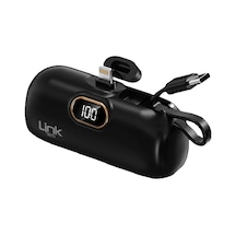 Linktech EP54 4800 Mah Lightning Dock Stant Type-c Kablolu Mini Powerbank Siyah