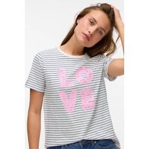 Vero Moda Kadın Vmsımone Kısa Kollu Pamuk T-shirt 10328170 Ekru Ekru