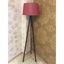 3 Ayaklı Lambader Kumaş Abajur Bordo Kahve Ly627