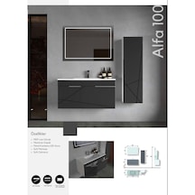 Evros Alfa 100 Cm Banyo Dolabı Boy Dolabı Dahil Gri - Siyah