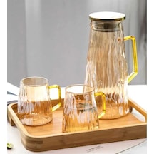 Morponi Borosilikat Cam Sürahi Takım 2 Bardaklı Elio Gold 1800 Ml