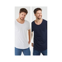 Cool Tarz Beyaz-lacivert Erkek Regular/normal Kesim Pis Yaka Kısa Kollu T-shirt Beyaz-lacivert Beyaz-lacivert
