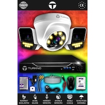 Turkno 3 Kameralı Supia 1 İç Kamera Set 1 TB 5 MP 2K Net Renkli Gece Görüşlü Güvenlik Kamerası Sistemi