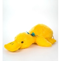 Unisex Çocuk Sarı Sevimli Yatan Ördek Peluş Oyuncak 40 Cm Sarı