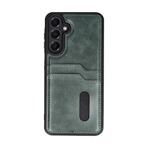 Samsung Galaxy Uyumlu - A55 5g Kılıf Sara Kartvizitli Deri Kılıf - Koyu Yeşil Çokrenkli