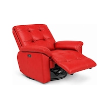 Smarto Relax Zürih Vıp Elektrikli Döner Sallanan Tv Koltuğu Kontrol Panelli Ergonomik Gerçek Deri Baba Koltuğu Kırmızı