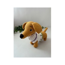 Adenya Sepeti Amigurumi Örgü Oyun Ve Uyku Arkadaşı Sosis Köpek-22 Cm Sarı