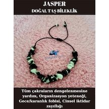Gümüştel El Sanatları Sertifikalı Doğal Kırık Taş Panda Jasper Taşı Bileklik Asansörlü Kilit Sistemi Siyah Beyaz