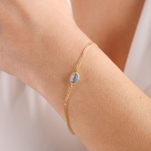 Altın Vintage Bileklik Opal Blue Sarı Altın