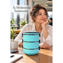 Taşıma Saplı Üç Katlı Beslenme Kutusu Sızdırmaz Kapaklı Çok Renkli