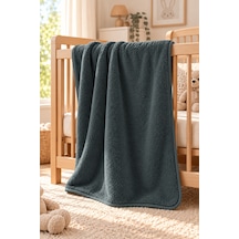 Senpai Wellsoft Bebek Çocuk Battaniyesi 100x150 CM Çift Taraflı Kundak Puset Örtüsü Yumuşak Antrasit